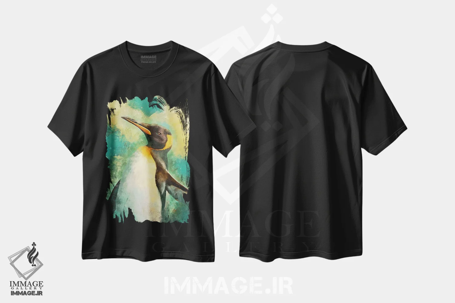 تیشرت مشکی طرح دار – تیشرت طبیعت ,پنگوئن اثر لوییز گلبی immage.ir