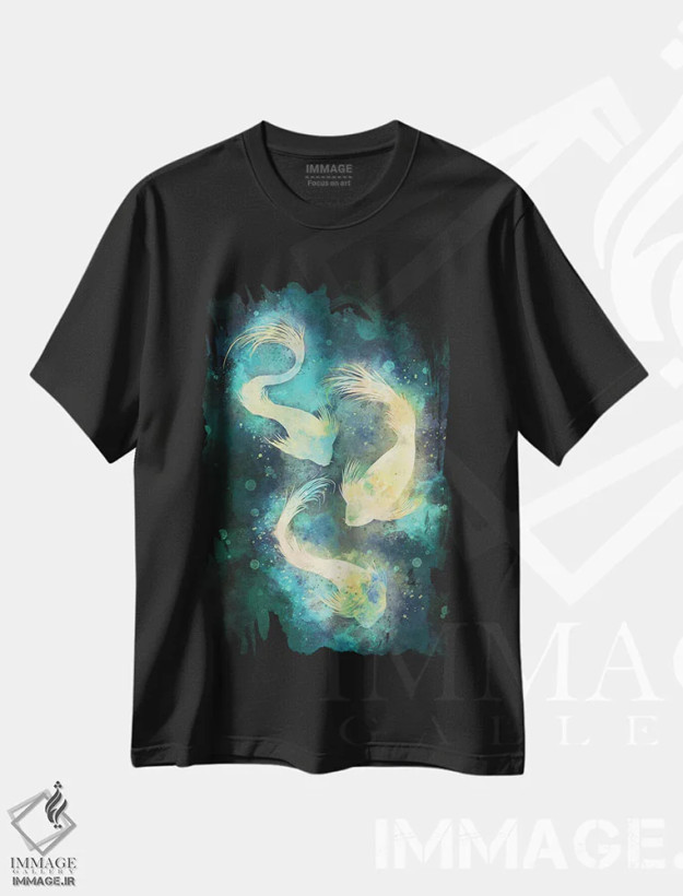 تیشرت مشکی طرح دار – تیشرت فانتزی ,ماهی اثر لوییز گلبی فروشگاه ایماژ