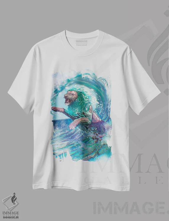 تیشرت سفید طرح دار – تیشرت فانتزی ,شیر دریایی اثر لوییز گلبی فروشگاه ایماژ