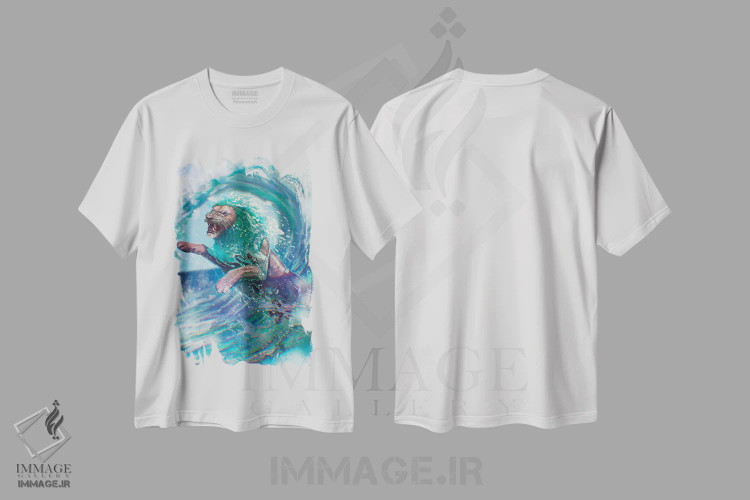 تیشرت سفید طرح دار – تیشرت فانتزی ,شیر دریایی اثر لوییز گلبی فروشگاه ایماژ