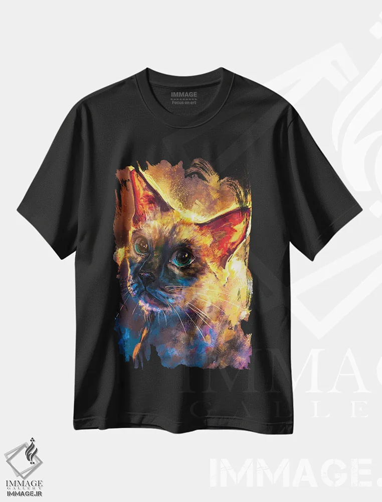 تیشرت مشکی طرح دار – تیشرت گربه ,سیامی اثر لوییز گلبی immage.ir