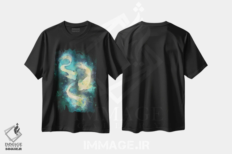 تیشرت مشکی طرح دار – تیشرت فانتزی ,ماهی اثر لوییز گلبی فروشگاه ایماژ