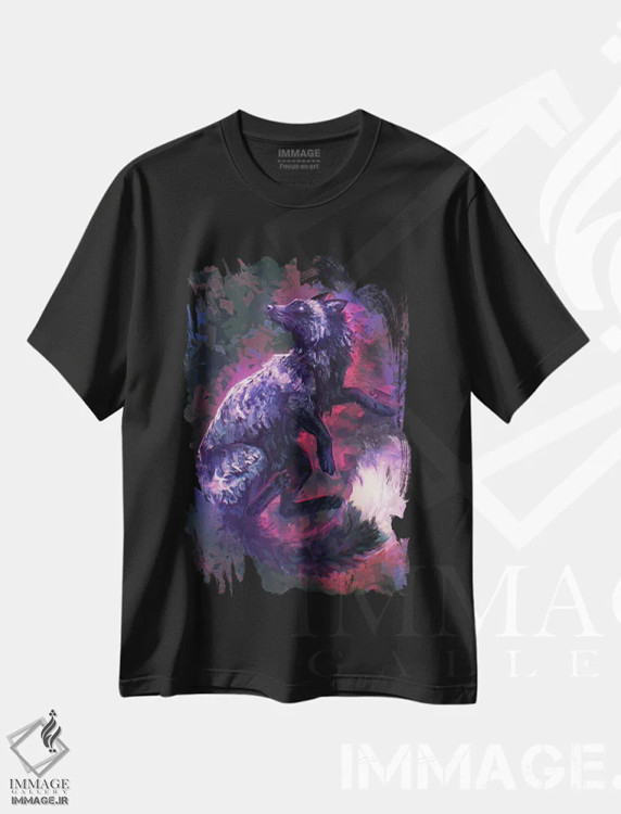 تیشرت مشکی طرح دار – تیشرت فانتزی ,روباه نقره ای اثر لوییز گلبی فروشگاه ایماژ