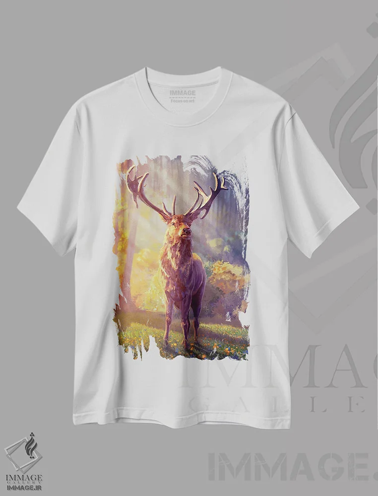 تیشرت سفید طرح دار – تیشرت حیوانات ,شکوه سلطنتی اثر لوییز گلبی immage.ir