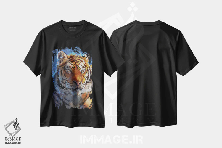 تیشرت مشکی طرح دار – تیشرت ببر ,ببر آبی اثر لوییز گلبی فروشگاه ایماژ