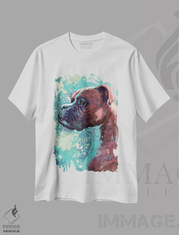 تیشرت سفید طرح دار – تیشرت سگ ,باکسر اثر لوییز گلبی فروشگاه ایماژ