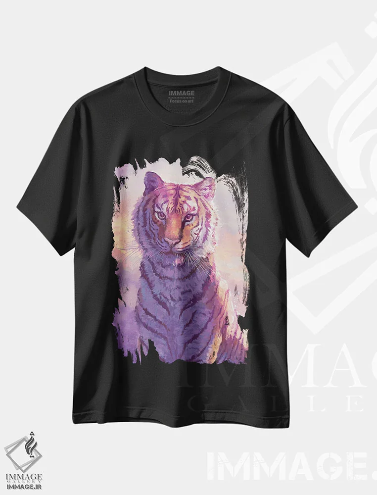 تیشرت مشکی طرح دار – تیشرت حیوانات ,ببر ابری اثر لوییز گلبی فروشگاه ایماژ