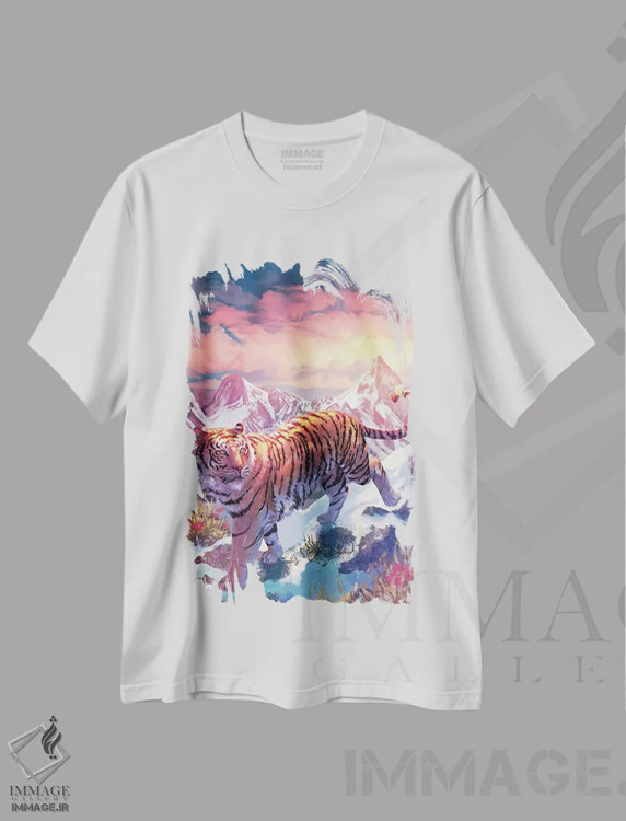 تیشرت سفید طرح دار – تیشرت طبیعت ,کوه ببر اثر لوییز گلبی فروشگاه ایماژ