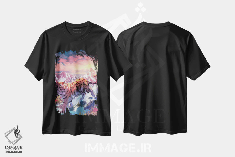 تیشرت مشکی طرح دار – تیشرت طبیعت ,کوه ببر اثر لوییز گلبی immage.ir
