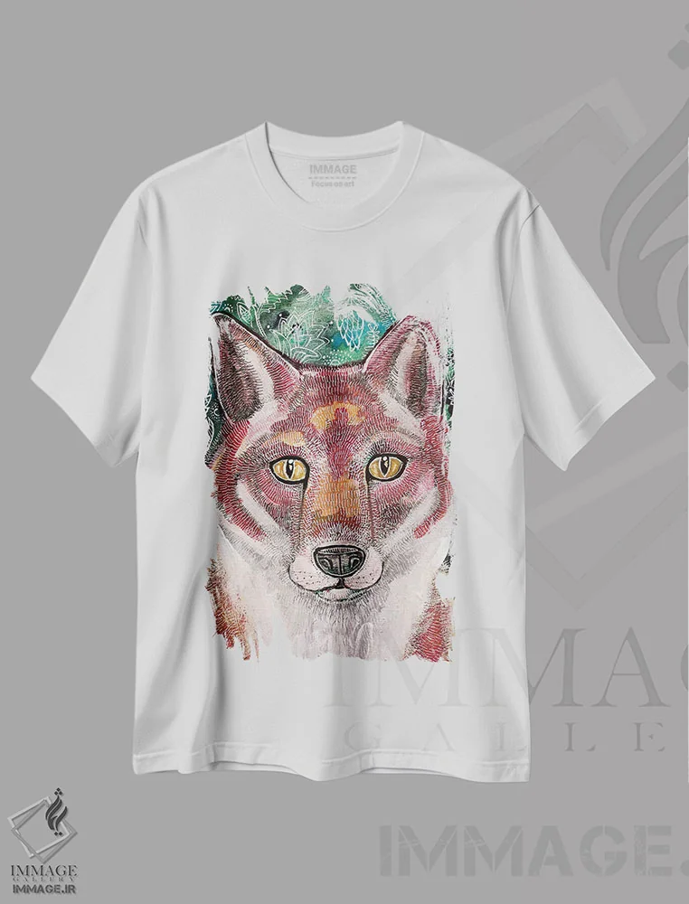 تیشرت سفید طرح دار – تیشرت حیوانات ,روباه منتظر اثر لینت شلی فروشگاه ایماژ