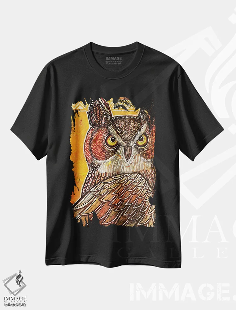 تیشرت مشکی طرح دار – تیشرت حیوانات ,چشم طلایی اثر لینت شلی فروشگاه ایماژ