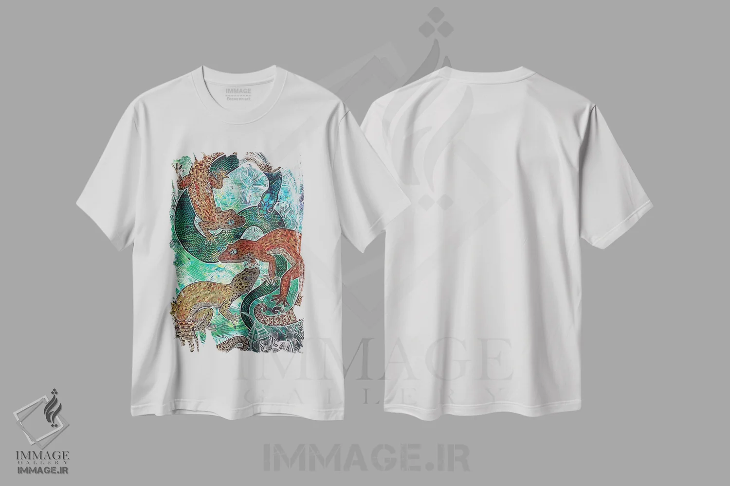تیشرت سفید طرح دار – تیشرت انتزاعی ,هم گرایی اثر لینت شلی immage.ir