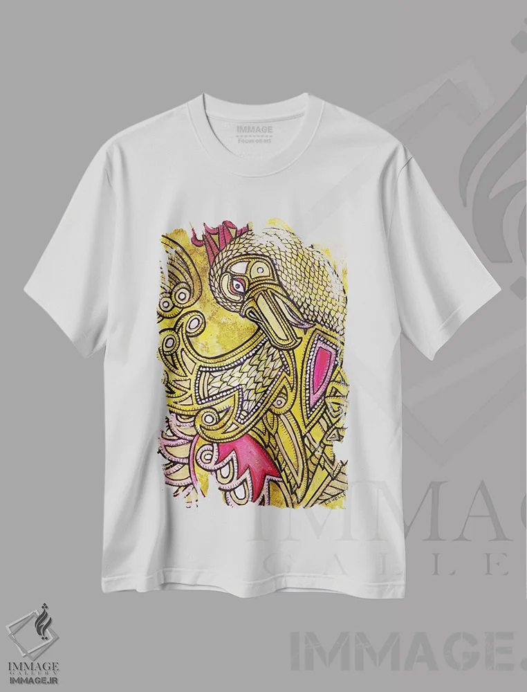 تیشرت سفید طرح دار – تیشرت پرندگان ,پرنده رقصان اثر لینت شلی فروشگاه ایماژ
