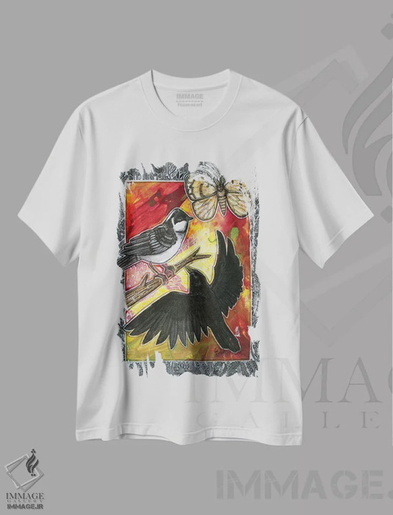 تیشرت سفید طرح دار – تیشرت هنری ,یک صبح روشن تابستانی اثر لینت شلی immage.ir