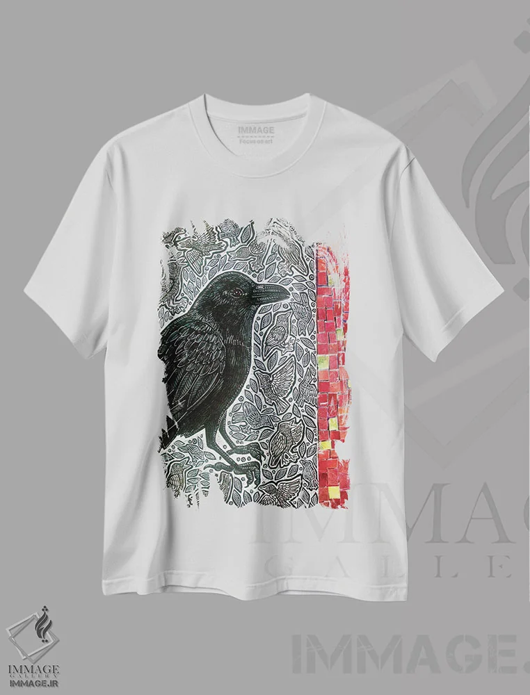 تیشرت سفید طرح دار – تیشرت حیوانات ,شمارش کلاغ ها اثر لینت شلی immage.ir