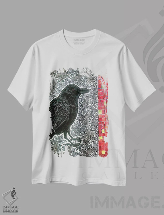 تیشرت سفید طرح دار – تیشرت حیوانات ,شمارش کلاغ ها اثر لینت شلی immage.ir