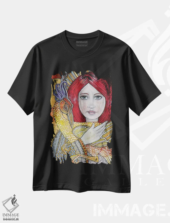 تیشرت مشکی طرح دار – تیشرت زنانه ,گلوریانا اثر لینت شلی فروشگاه ایماژ