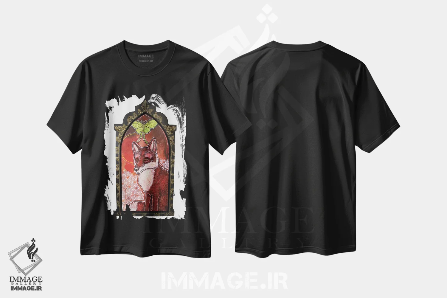 تیشرت مشکی طرح دار – تیشرت فانتزی ,ماه روباه اثر لینت شلی immage.ir