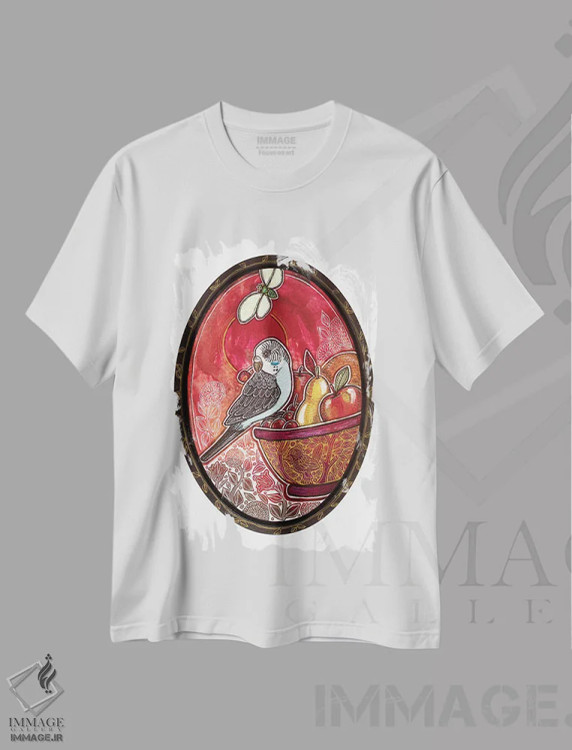 تیشرت سفید طرح دار – تیشرت میوه ,چیدن گیلاس اثر لینت شلی فروشگاه ایماژ