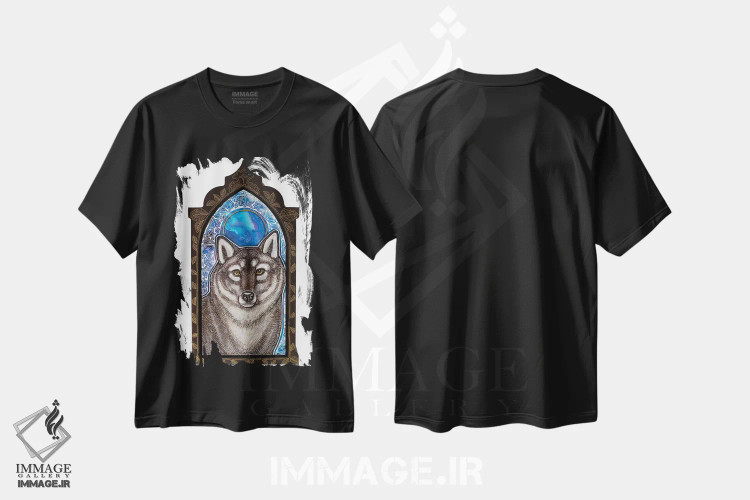 تیشرت مشکی طرح دار – تیشرت حیوانات ,ماه گرگ اثر لینت شلی فروشگاه ایماژ