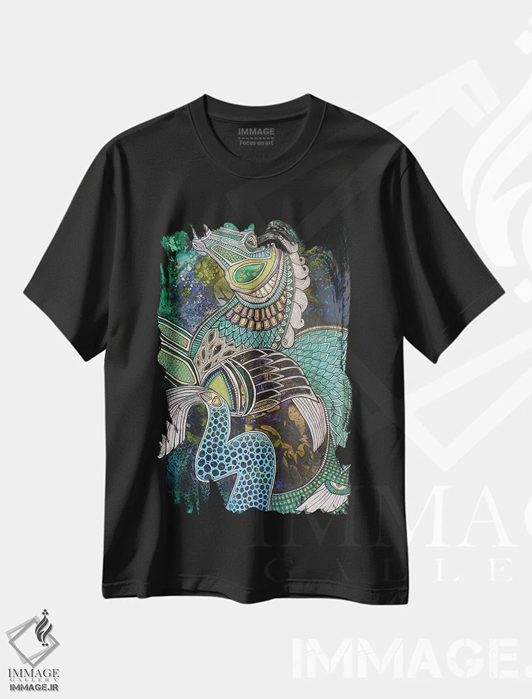 تیشرت مشکی طرح دار – تیشرت اسب ,هیپوکامپوس اثر لینت شلی فروشگاه ایماژ