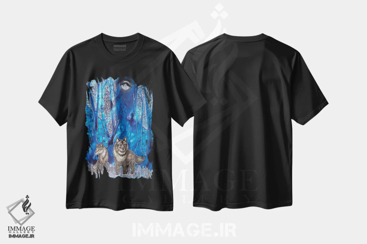 تیشرت مشکی طرح دار – تیشرت گرافیکی ,جنگل بی قرار اثر لینت شلی immage.ir