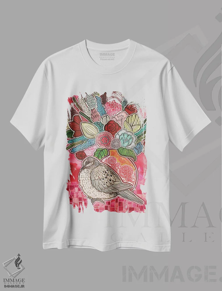 تیشرت سفید طرح دار – تیشرت عاشقانه ,گل ها برای ولنتاین اثر لینت شلی immage.ir