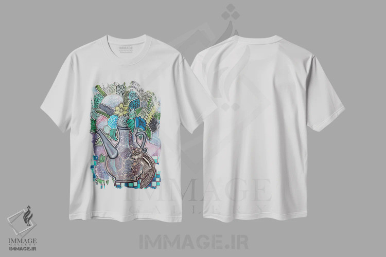 تیشرت سفید طرح دار – تیشرت طبیعت ,زمان چای اثر لینت شلی فروشگاه ایماژ
