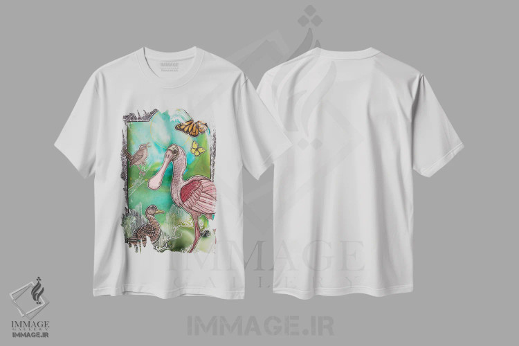تیشرت سفید طرح دار – تیشرت طبیعت ,در دل سبزه زار وحشی اثر لینت شلی immage.ir