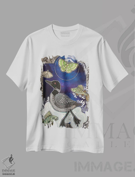 تیشرت سفید طرح دار – تیشرت طبیعت ,زیر ماه شمالی اثر لینت شلی immage.ir