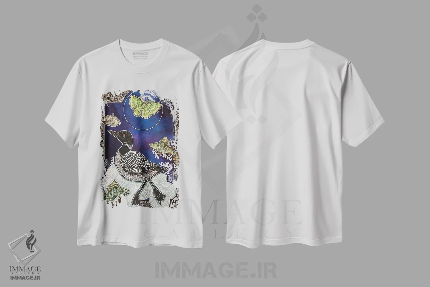 تیشرت سفید طرح دار – تیشرت طبیعت ,زیر ماه شمالی اثر لینت شلی immage.ir