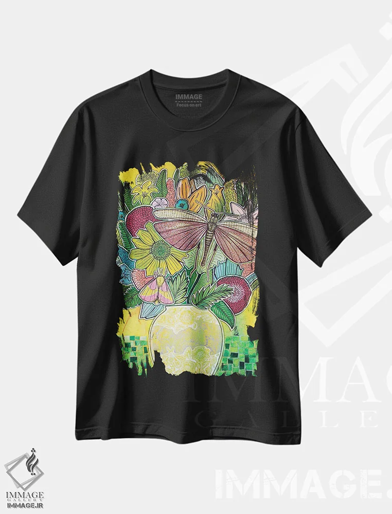 تیشرت مشکی طرح دار – تیشرت تابستانی ,برکت تابستانی اثر لینت شلی فروشگاه ایماژ