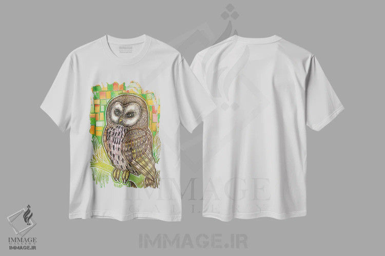 تیشرت سفید طرح دار – تیشرت حیوانات ,تو را خواهم دید جغد اثر لینت شلی immage.ir