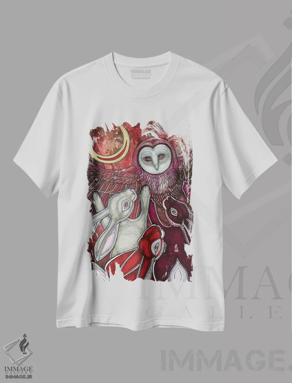 تیشرت سفید طرح دار – تیشرت هنری ,رقصندگان ماه اثر لینت شلی فروشگاه ایماژ