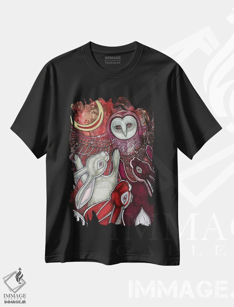 تیشرت مشکی طرح دار – تیشرت هنری ,رقصندگان ماه اثر لینت شلی immage.ir