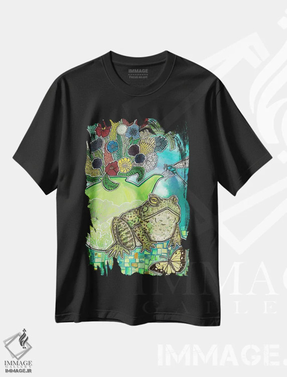 تیشرت مشکی طرح دار – تیشرت هنری ,چای صبحانه اثر لینت شلی فروشگاه ایماژ
