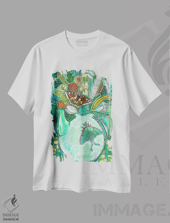 تیشرت سفید طرح دار – تیشرت هنری ,چای عصرانه اثر لینت شلی فروشگاه ایماژ