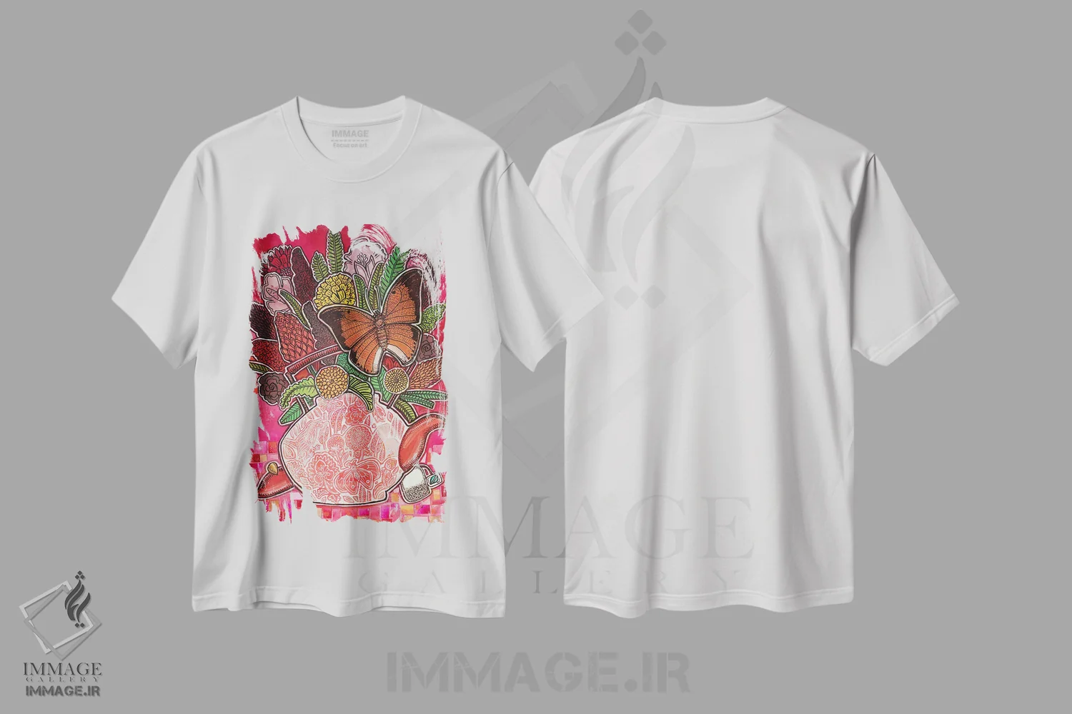 تیشرت سفید طرح دار – تیشرت هنری ,چای ماسالا اثر لینت شلی فروشگاه ایماژ
