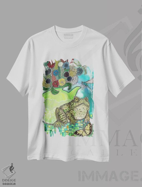 تیشرت سفید طرح دار – تیشرت هنری ,چای صبحانه اثر لینت شلی immage.ir