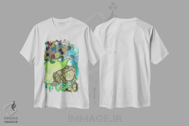تیشرت سفید طرح دار – تیشرت هنری ,چای صبحانه اثر لینت شلی immage.ir
