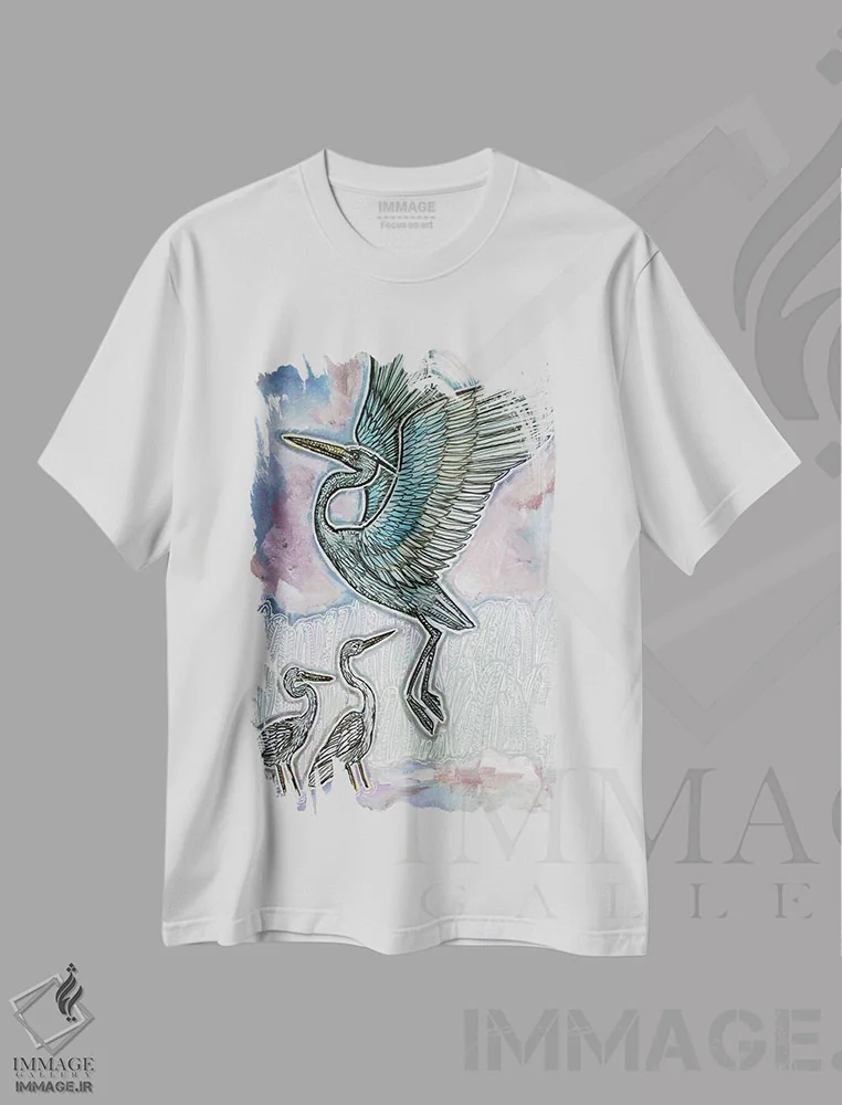 تیشرت سفید طرح دار – تیشرت طبیعت ,به بالا و دوردست اثر لینت شلی immage.ir