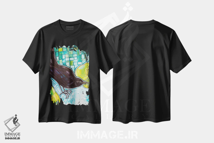 تیشرت مشکی طرح دار – تیشرت هنری ,گلابی شیرین اثر لینت شلی immage.ir