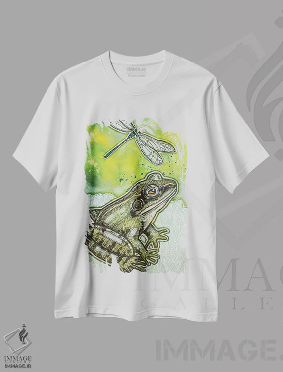 تیشرت سفید طرح دار – تیشرت طبیعت ,کمی سبز اثر لینت شلی فروشگاه ایماژ