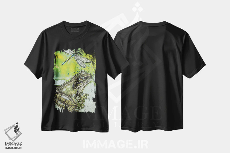تیشرت مشکی طرح دار – تیشرت طبیعت ,کمی سبز اثر لینت شلی immage.ir
