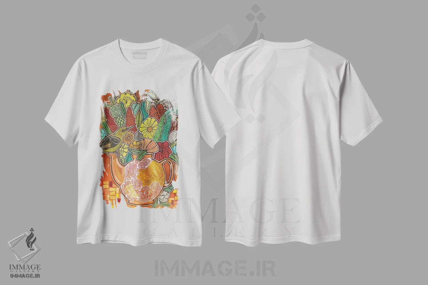 تیشرت سفید طرح دار – تیشرت طبیعت ,چای زنجبیل اثر لینت شلی فروشگاه ایماژ