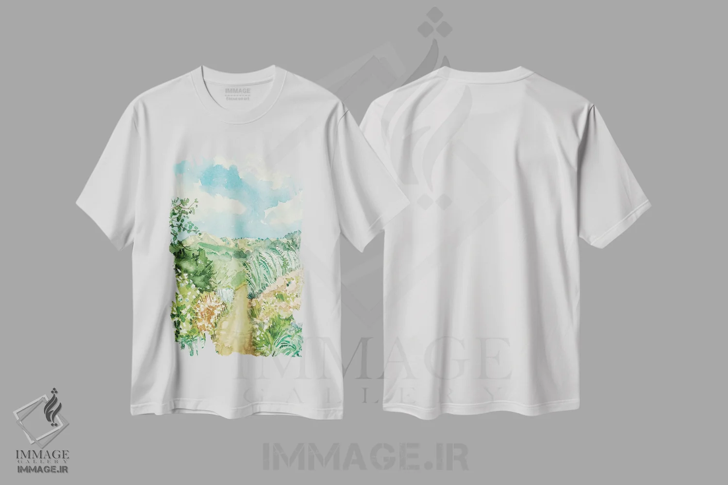 تیشرت سفید طرح دار – تیشرت طبیعت ,مسیر خلوت اثر لویزا میلیسنت immage.ir
