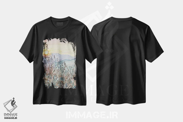 تیشرت مشکی طرح دار – تیشرت طبیعت ,غروب اوایل پاییز اثر لویزا میلیسنت immage.ir