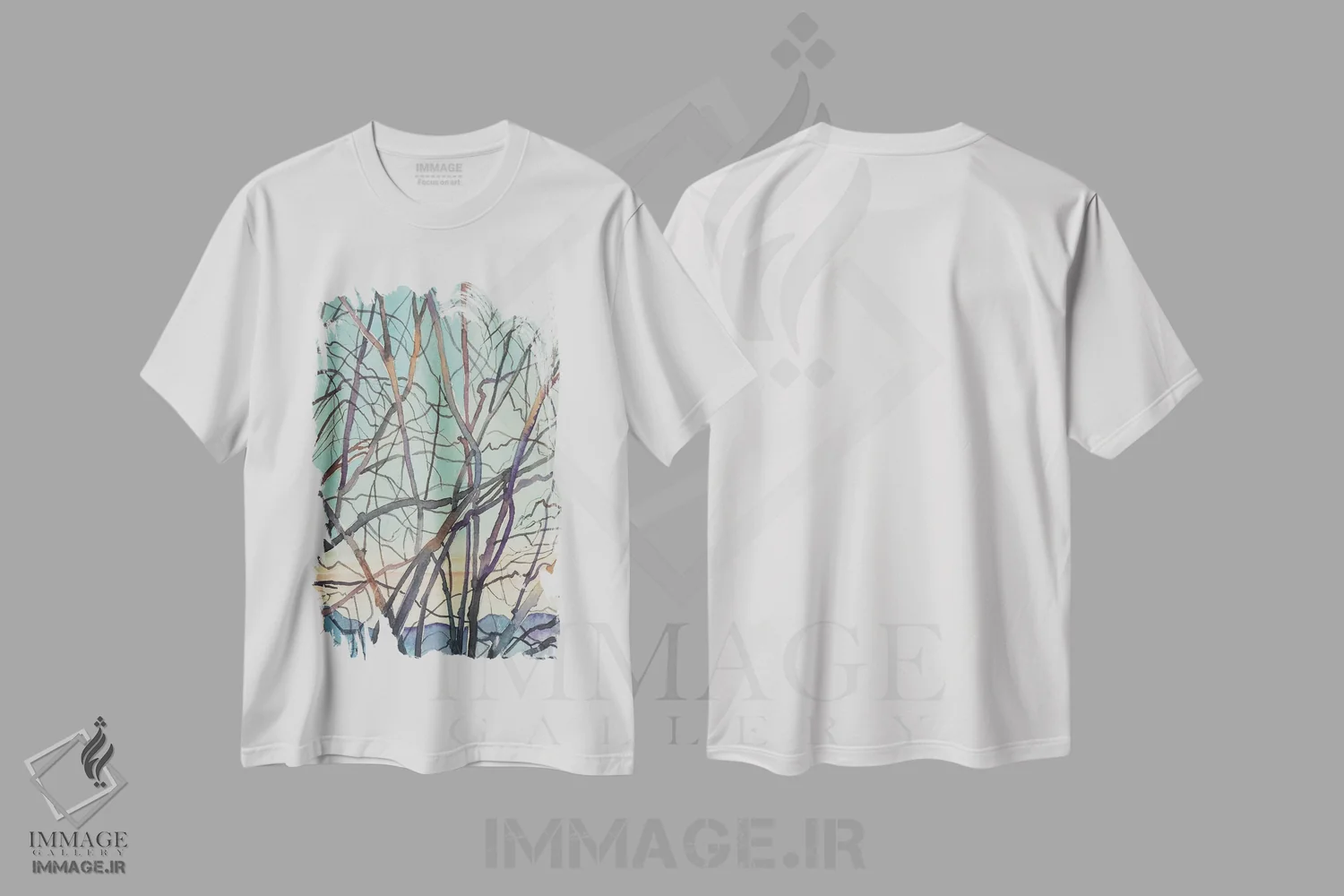تیشرت سفید طرح دار – تیشرت هنری ,شاخه های برهنه زمستانی اثر لویزا میلیسنت immage.ir