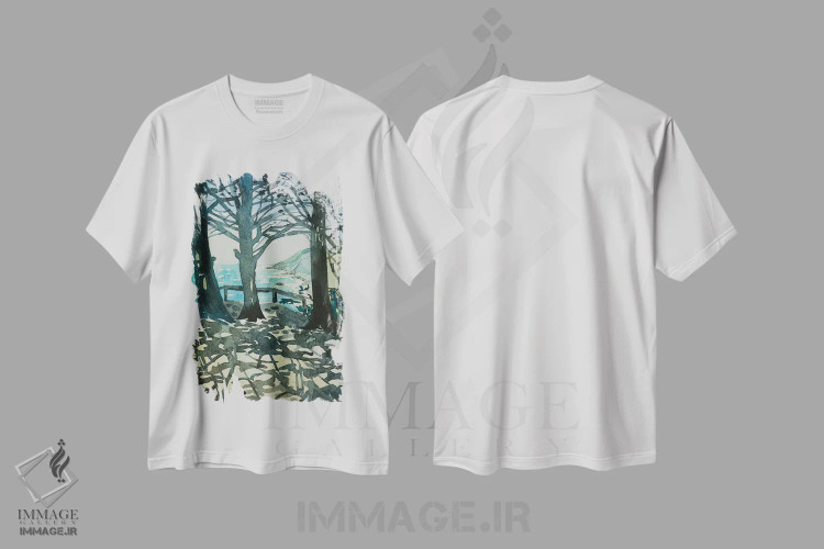 تیشرت سفید طرح دار – تیشرت طبیعت ,نقطه راگد اثر لویزا میلیسنت immage.ir