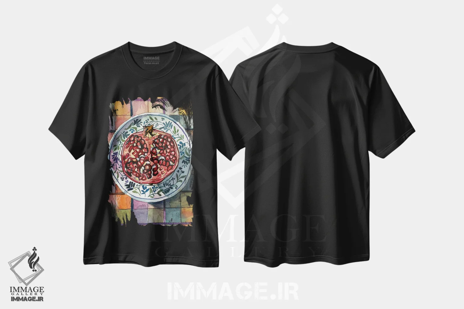 تیشرت مشکی طرح دار – تیشرت هنری ,لذت انار اثر لویزا میلیسنت immage.ir
